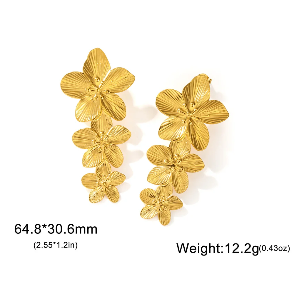 My Shape Large Flower Stud Earrings Stainless Steel Gold Color Big Earrings for Women Delicate Trendy Stud Earrings Jewelry Gift - Image 11