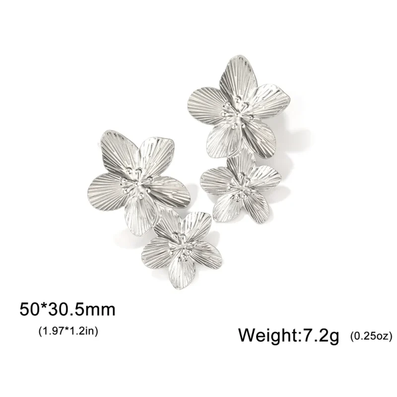 My Shape Large Flower Stud Earrings Stainless Steel Gold Color Big Earrings for Women Delicate Trendy Stud Earrings Jewelry Gift - Image 14