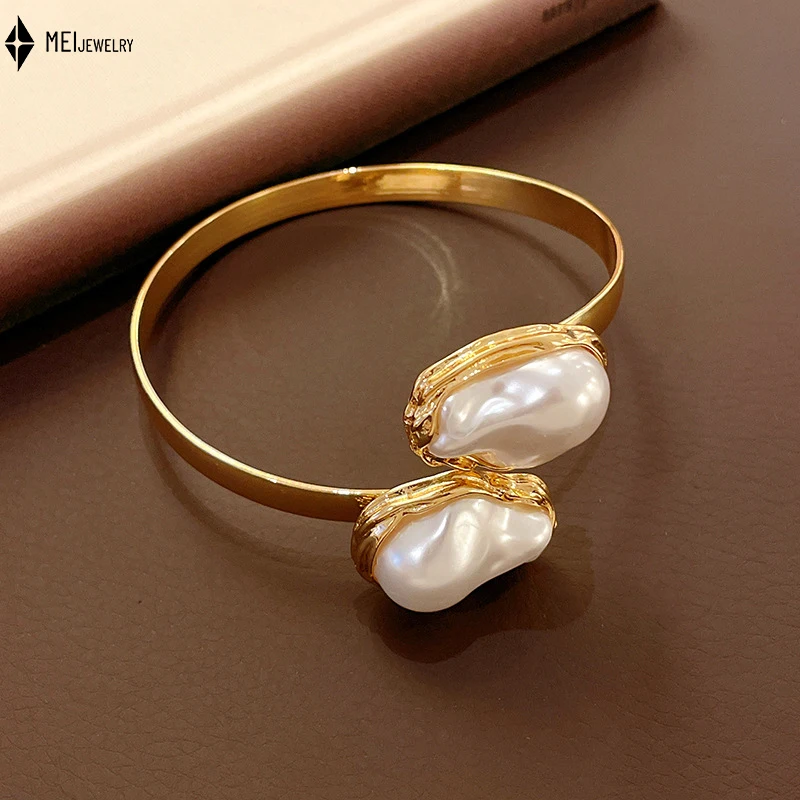 Fashion Light Luxury Elegant Wrapped Baroque Pearl Opening Bracelet for Womern ﻿ - Image 7