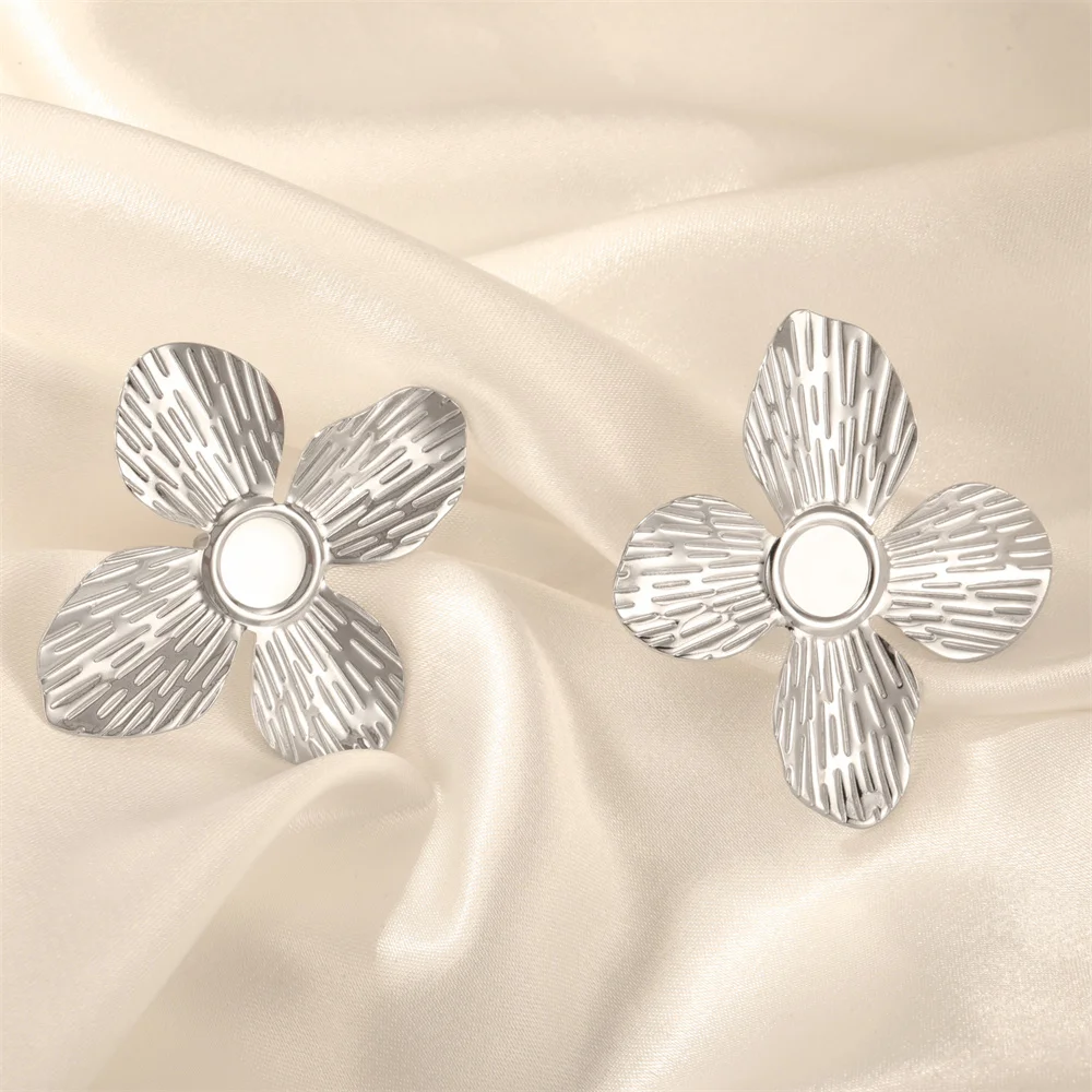 My Shape Large Flower Stud Earrings Stainless Steel Gold Color Big Earrings for Women Delicate Trendy Stud Earrings Jewelry Gift - Image 35