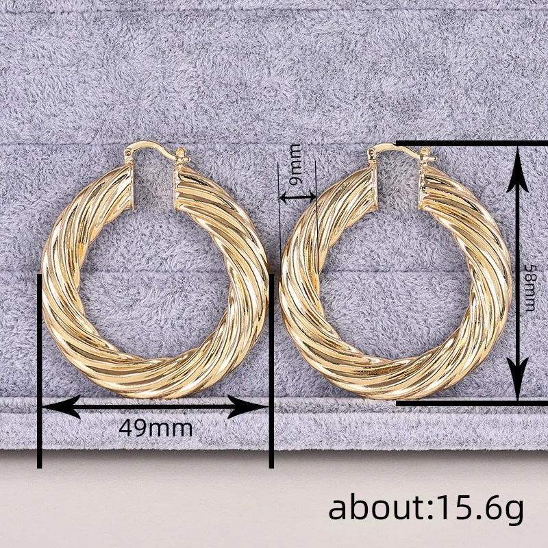 European and American Style Metal Spiral Texture Large Circle Earrings for Attending Banquets, Exaggerated Trendy Accessories - Image 69