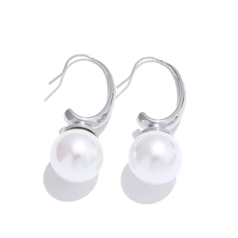 NiNice Fashion Stainless Steel Simulated Pearls Round Pendant Earrings Elegant Korean Style Exquisite Jewelry 2025 - Image 7