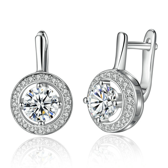 Boucles d’Oreilles Pendentif Brillants <titolo_esteso><span>en argent 925 plaqué or blanc avec zircons blancs</span></titolo_esteso>