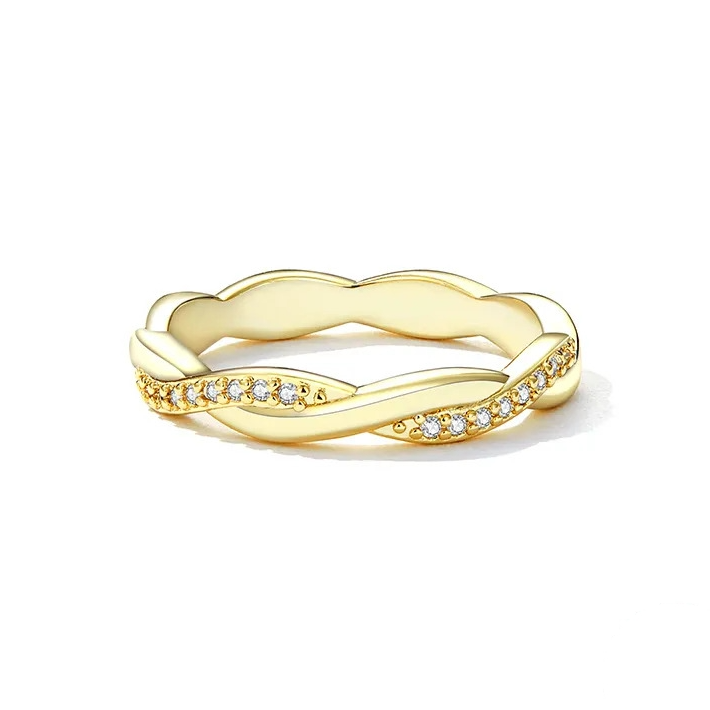 Bague Tressée <titolo_esteso><span>en argent 925 plaqué or jaune avec zircons blancs</span></titolo_esteso> - Image 3