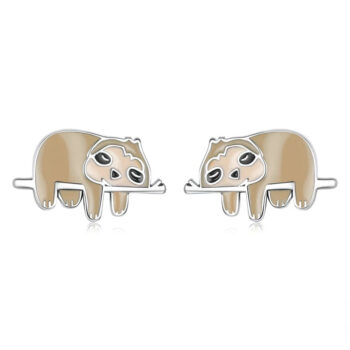 Boucles d'Oreilles Parasseux <titolo_esteso><span>en argent 925 plaqué or blanc émaillé à la main</span></titolo_esteso>