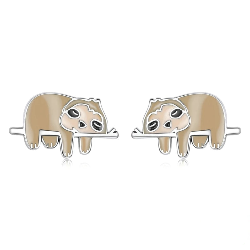 Boucles d'Oreilles Parasseux <titolo_esteso><span>en argent 925 plaqué or blanc émaillé à la main</span></titolo_esteso>
