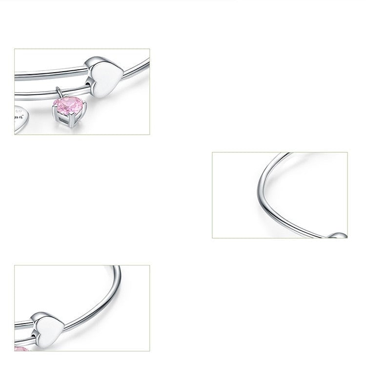 Bracelet Coeurs <titolo_esteso><span>jonc en argent 925 plaqué or blanc</span></titolo_esteso> - Image 5