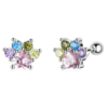 Boucles d'Oreilles Petites Pattes <titolo_esteso><span>en argent 925 plaqué or blanc avec zircons colorés</span></titolo_esteso>