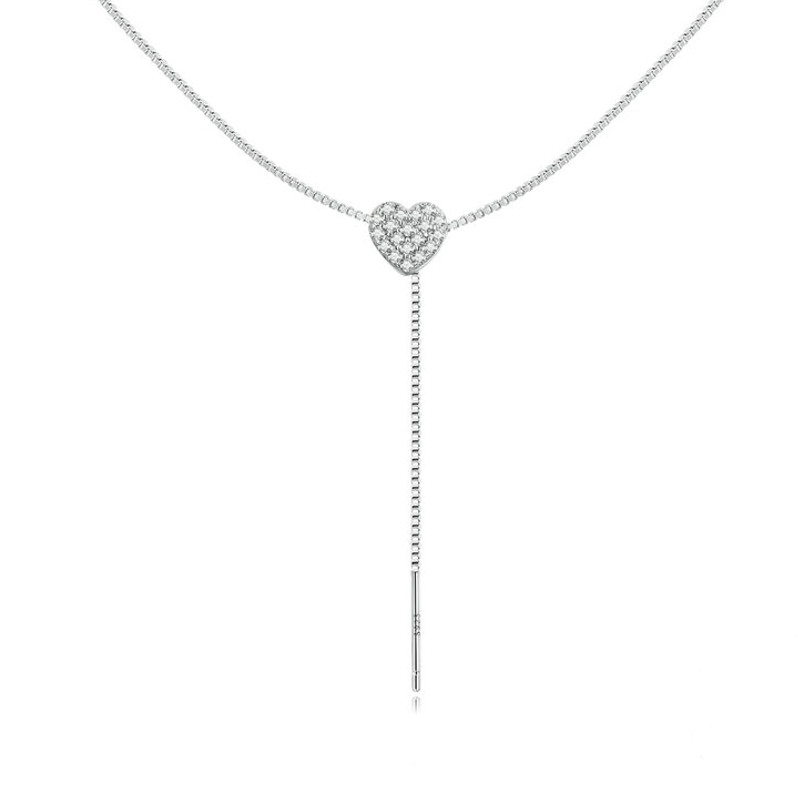 Collier Coeur <titolo_esteso><span>en argent 925 plaqué or blanc ajustable avec zircons blancs</span></titolo_esteso>