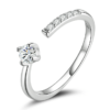 Bague Solitaire <titolo_esteso><span>en argent 925 plaqué or blanc ajustable avec zircons blancs</span></titolo_esteso>