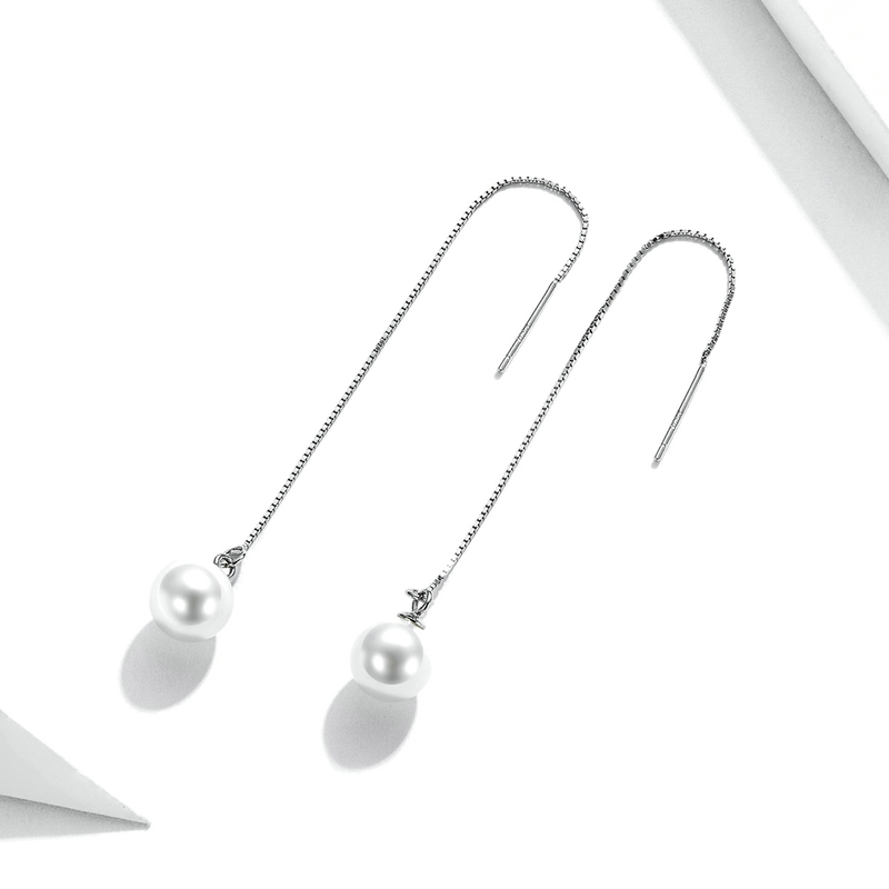 Chaînes D’oreilles Perles <titolo_esteso><span>en argent 925 plaqué or blanc avec perles</span></titolo_esteso> - Image 2