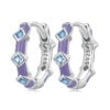 Boucles d'oreilles Créoles Violettes <titolo_esteso><span>en argent plaqué or blanc 925 avec émail violet et zircons bleus</span></titolo_esteso>