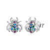 Boucles d'Oreilles Araignées <titolo_esteso><span>en argent 925 plaqué or blanc avec zircons colorés</span></titolo_esteso>