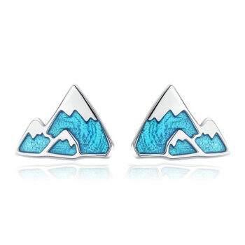 Boucles d'Oreilles Montagnes <titolo_esteso><span>en argent 925 plaqué or blanc émaillées bleues</span></titolo_esteso>