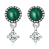 Boucles d'Oreilles Malachite <titolo_esteso><span>en argent 925 plaqué or blanc avec zircons blancs</span></titolo_esteso>