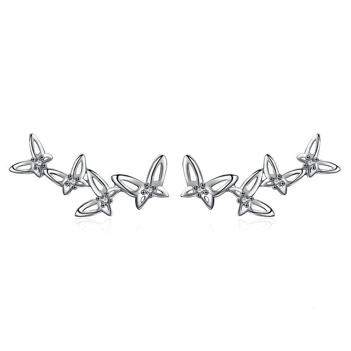 Boucles d'Oreilles Papillons <titolo_esteso><span>en argent 925 plaqué or blanc</span></titolo_esteso>
