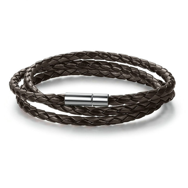 Bracelet en Cuir Marron <titolo_esteso><span>avec fermeture magnétique et longueur 60 cm</span></titolo_esteso>