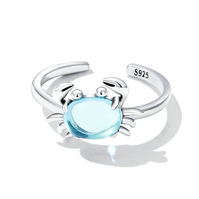 Bague Crabe <titolo_esteso><span>en argent 925 plaqué or blanc ajustable avec pierre de lune</span></titolo_esteso> - Image 4