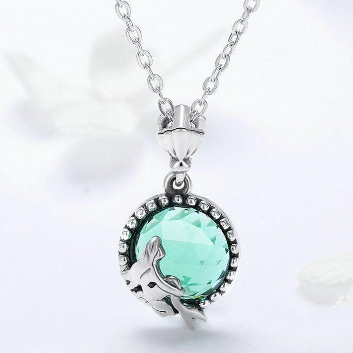 Collier Sirène <myopt><span>Argent Sterling 925 plaqué or blanc avec cristal vert d’eau</span></myopt> - Image 4