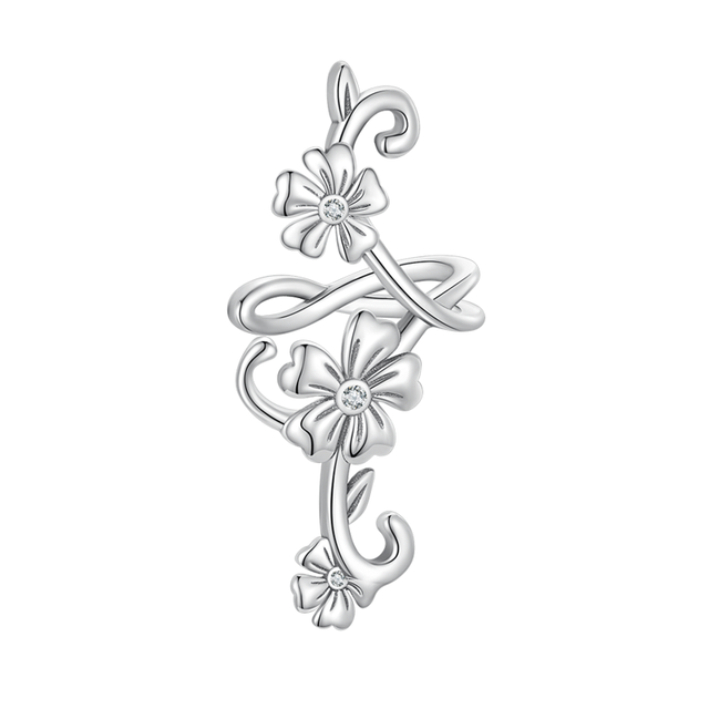 Bague d'Oreilles Fleurs <titolo_esteso><span>en argent 925 plaqué or blanc</span></titolo_esteso>