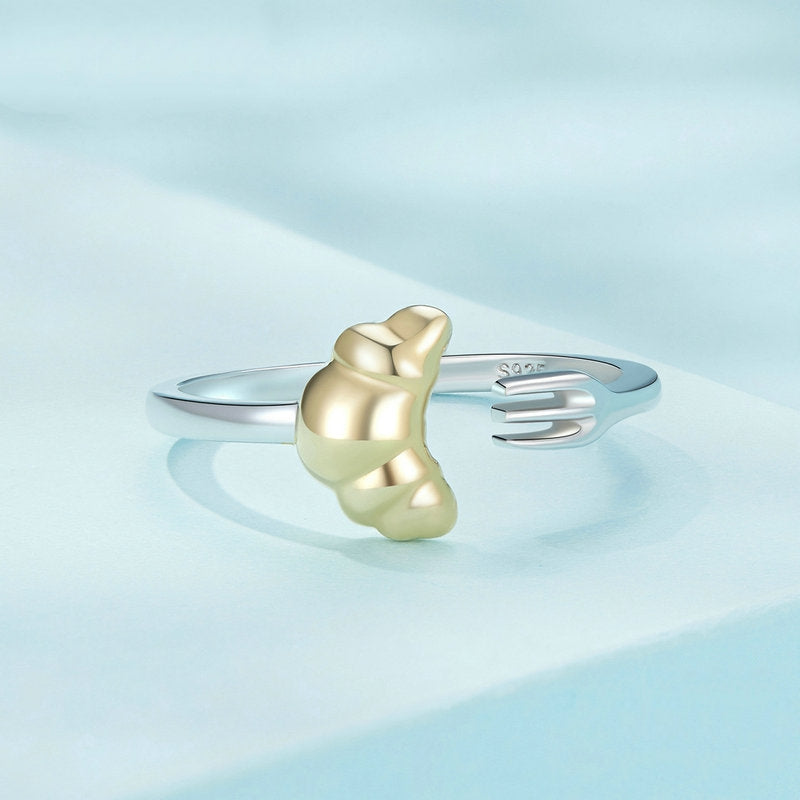 Bague Croissant <titolo_esteso><span>en argent 925 plaqué or blanc et or jaune ajustable</span></titolo_esteso> - Image 4