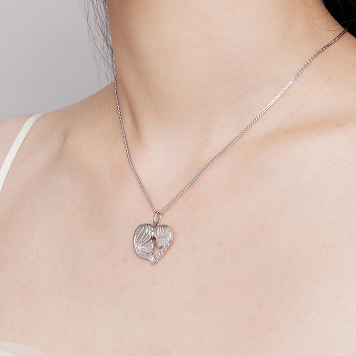 Collier Mère et Fille <titolo_esteso><span>en argent 925 plaqué or blanc ajustable</span></titolo_esteso> - Image 2