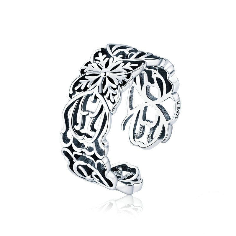 Bague Fleurs Anciennes <titolo_esteso><span>en argent 925 plaqué or blanc ajustable</span></titolo_esteso>