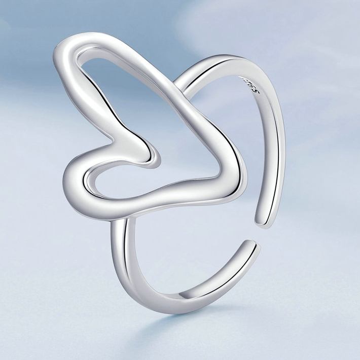 Bague Coeur <myopt><span>Argent Sterling 925 plaqué or blanc – ajustable</span></myopt> - Image 4