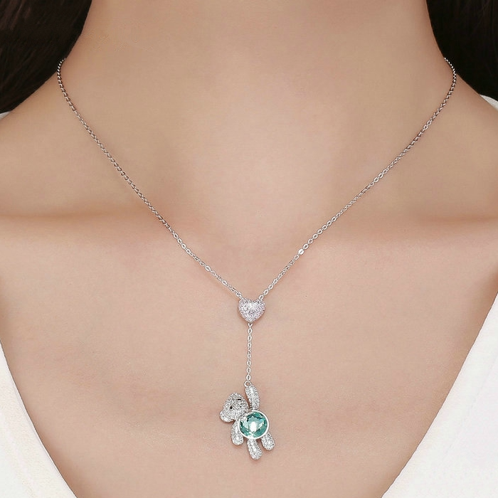 Collier Ourson <titolo_esteso><span>en argent 925 plaqué or blanc avec zircons colorés</span></titolo_esteso> - Image 2