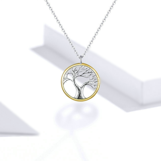 Collier Arbre de Vie <myopt><span>Argent Sterling 925 plaqué or blanc et or jaune</span></myopt> - Image 3