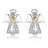Boucles d'oreilles Ange Gardien <titolo_esteso><span>en argent 925 avec pavé de zircons blancs et cœur plaqué or jaune</span></titolo_esteso>
