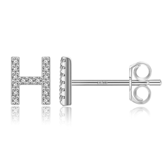 Boucles d'Oreilles Initiales <titolo_esteso><span>en argent 925 plaqué or jaune et or blanc avec zircons blancs</span></titolo_esteso> - Image 37