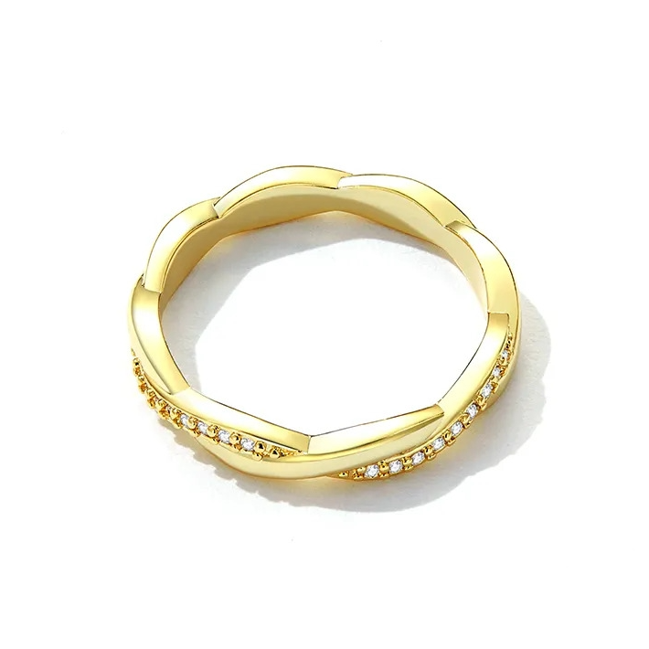 Bague Tressée <titolo_esteso><span>en argent 925 plaqué or jaune avec zircons blancs</span></titolo_esteso> - Image 4