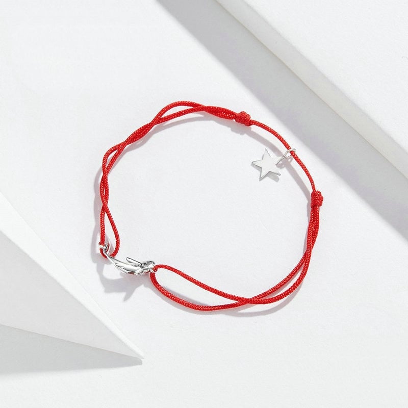 Bracelet Carpe Koï <titolo_esteso><span>style marin en corde rouge ajustable avec carpe Koï et étoile en argent 925 émaillé rouge</span></titolo_esteso> - Image 4