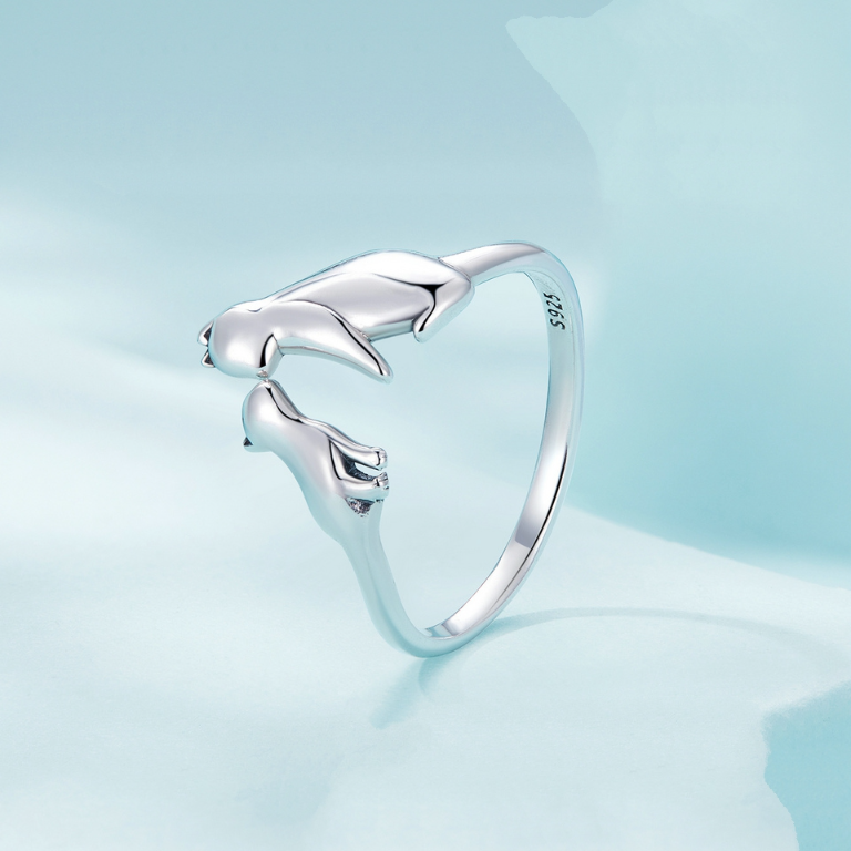 Bague Maman Chat <titolo_esteso><span>en argent 925 plaqué or blanc ajustable</span></titolo_esteso> - Image 4