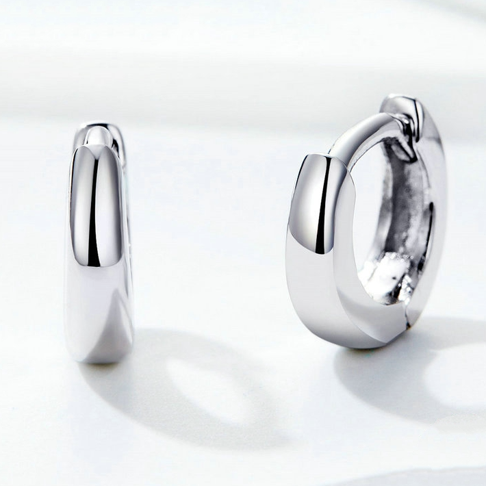 Boucles d'Oreilles Petit Créoles Lisses <titolo_esteso><span>en argent 925 plaqué or blanc</span></titolo_esteso> - Image 3