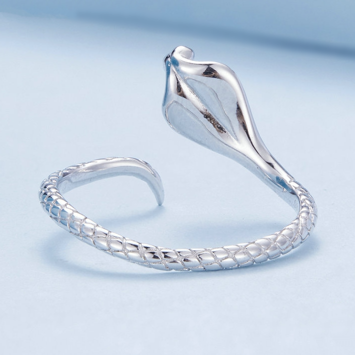 Bague Serpent Cobra Royal <myopt><span>Argent Sterling 925 plaqué or blanc – ajustable</span></myopt> - Image 4