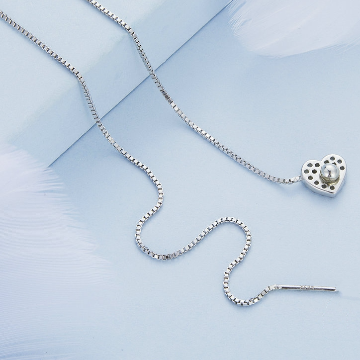 Collier Coeur <titolo_esteso><span>en argent 925 plaqué or blanc ajustable avec zircons blancs</span></titolo_esteso> - Image 5