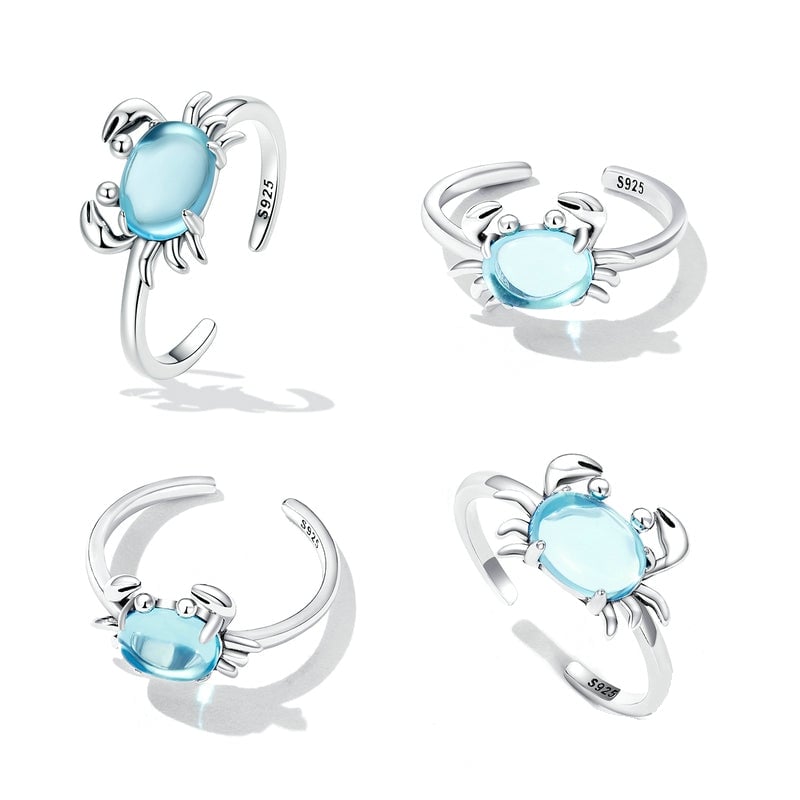 Bague Crabe <titolo_esteso><span>en argent 925 plaqué or blanc ajustable avec pierre de lune</span></titolo_esteso> - Image 3