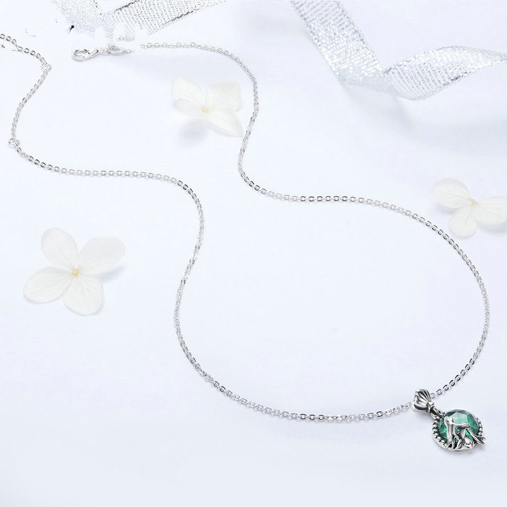 Collier Sirène <myopt><span>Argent Sterling 925 plaqué or blanc avec cristal vert d’eau</span></myopt> - Image 5
