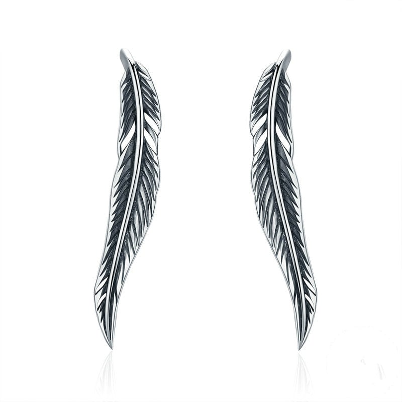 Boucles d'Oreilles Plumes <titolo_esteso><span>en argent 925 plaqué or blanc</span></titolo_esteso>