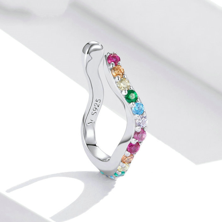 Bague d'Oreilles Arc-en-ciel <titolo_esteso><span>en argent 925 plaqué or blanc avec zircons colorés</span></titolo_esteso> - Image 4