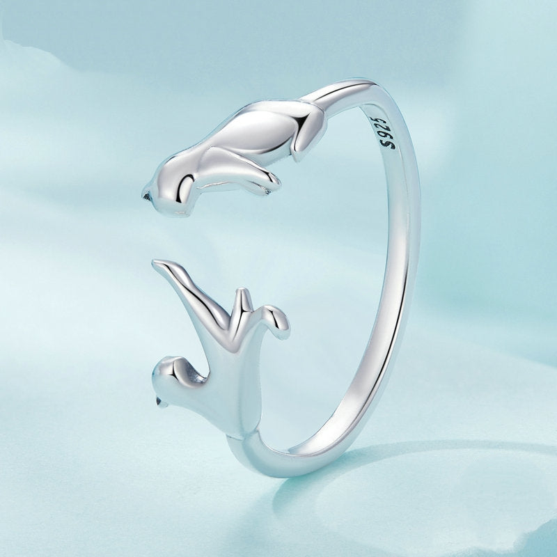 Bague Chats <titolo_esteso><span>en argent 925 plaqué or blanc ajustable</span></titolo_esteso> - Image 3
