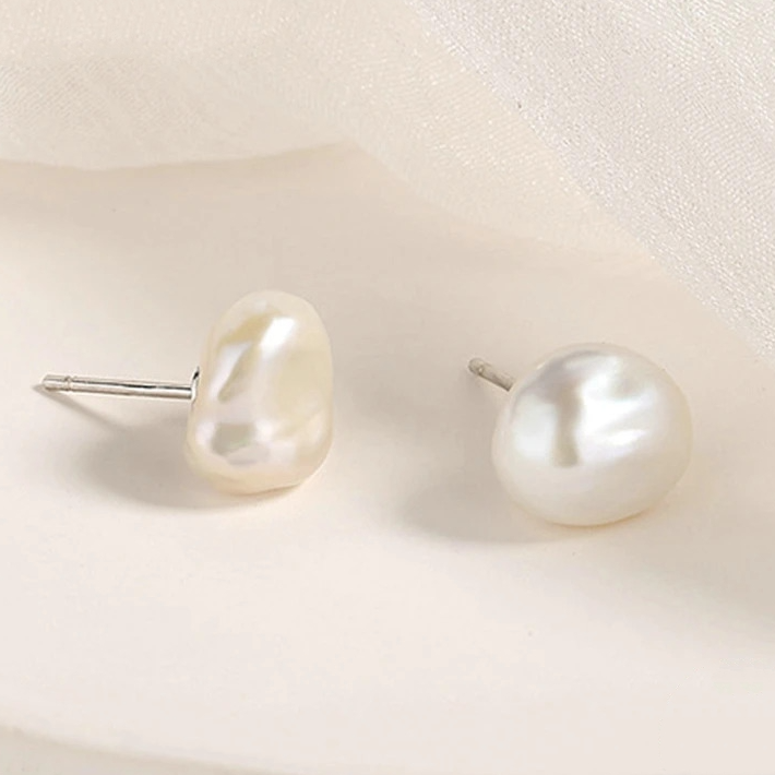 Boucles d’Oreilles Perles Baroques <myopt><span>Puces en Argent Sterling 925 plaqué or blanc</span></myopt> - Image 4