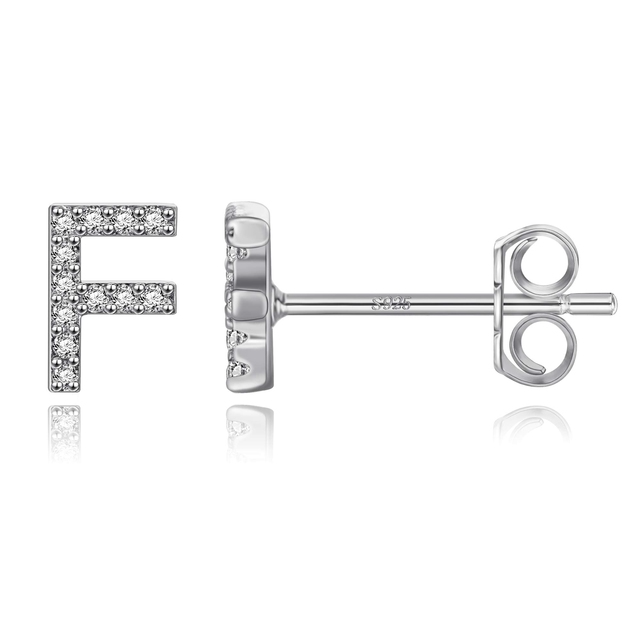 Boucles d'Oreilles Initiales <titolo_esteso><span>en argent 925 plaqué or jaune et or blanc avec zircons blancs</span></titolo_esteso> - Image 35