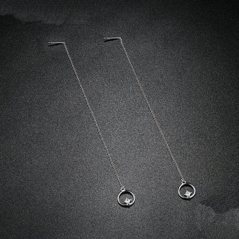 Chaînes D’oreilles Point Lumineux <titolo_esteso><span>en argent 925 plaqué or blanc avec zircons blancs</span></titolo_esteso> - Image 3