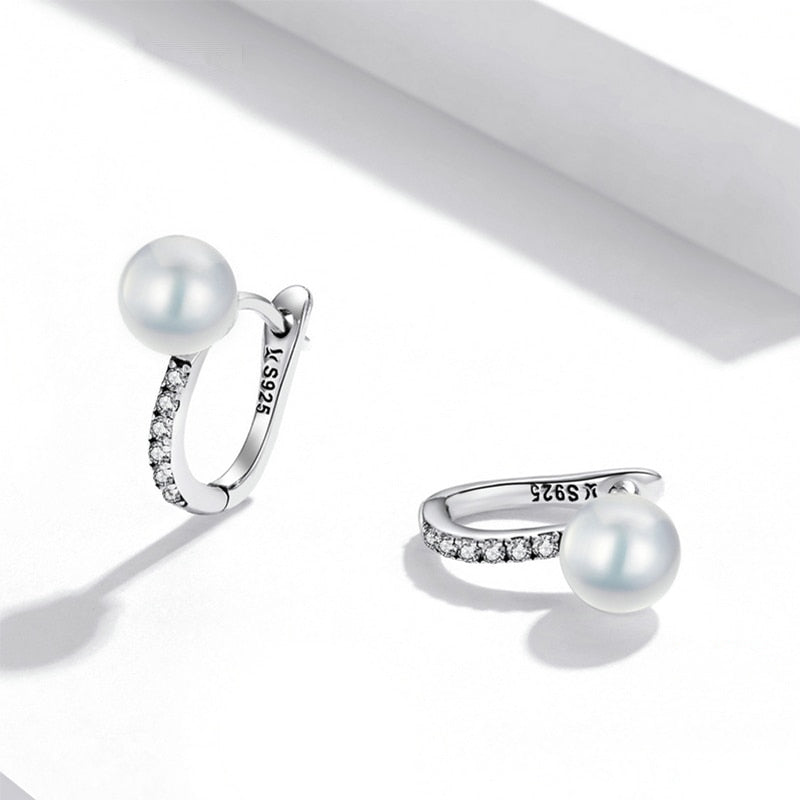 Boucles d'Oreilles Perles <titolo_esteso><span>en argent 925 plaqué or blanc avec zircons blancs</span></titolo_esteso> - Image 4