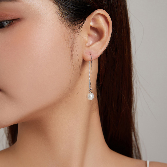 Chaînes D’oreilles Perles <titolo_esteso><span>en argent 925 plaqué or blanc avec perles</span></titolo_esteso> - Image 4