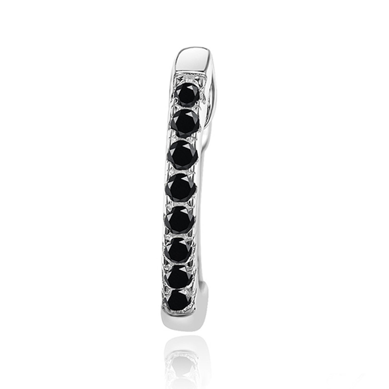 Boucles d'Oreilles Créoles Brillants <titolo_esteso><span>en argent 925 plaqué or blanc avec zircons noirs</span></titolo_esteso> - Image 3