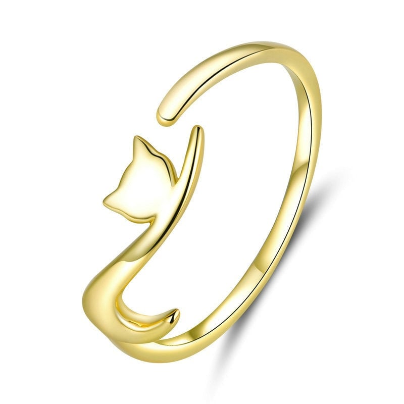 Bague Chat <titolo_esteso><span>en argent 925 plaqué or jaune ajustable</span></titolo_esteso>